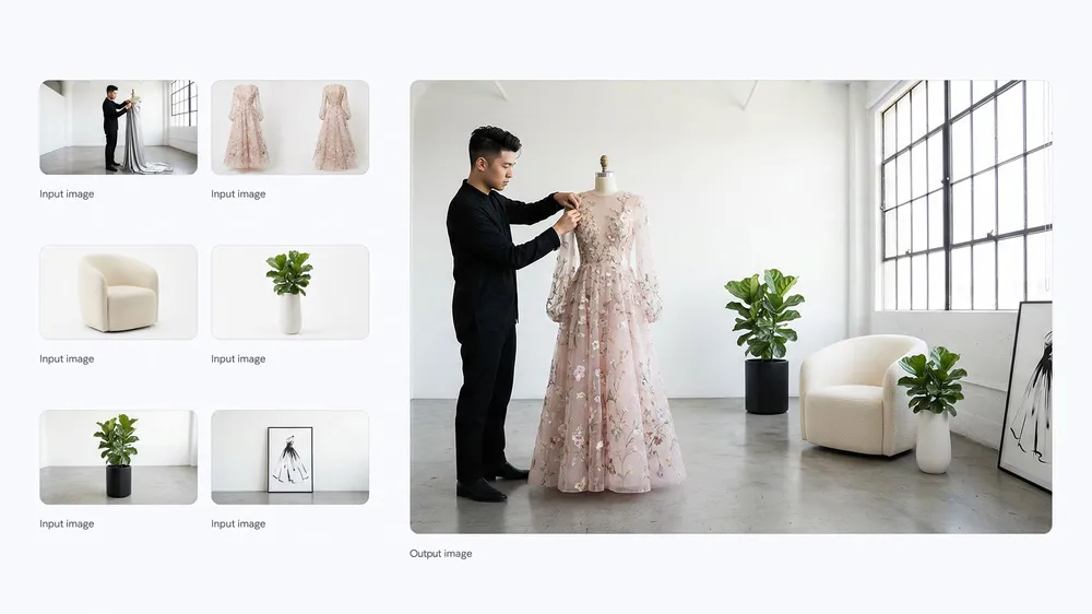 Image to image AI generator showing a composed fashion scene