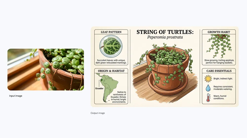 Official Nano Banana photo-to-infographic transformation from a plant reference