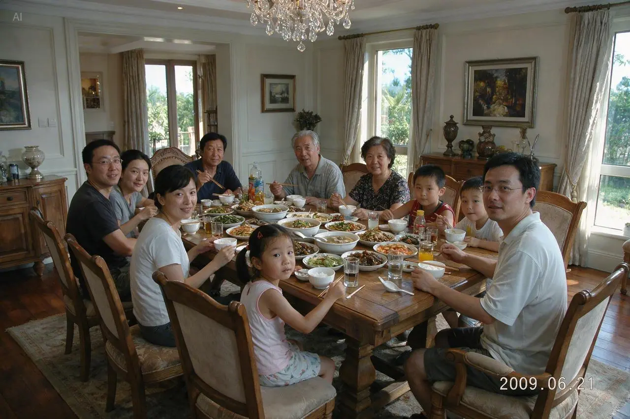 Official Seedream 5.0 Pro family dinner photograph with eleven people