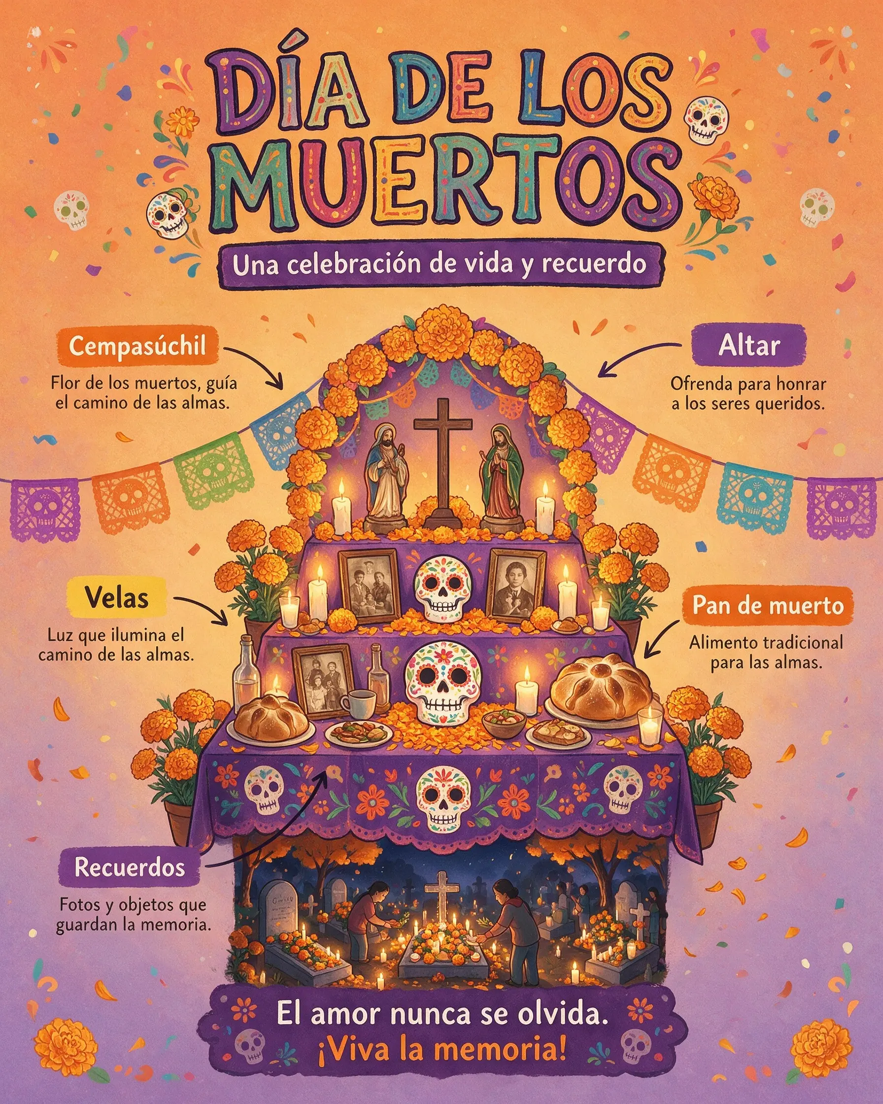 Official Seedream 5.0 Pro Spanish Día de los Muertos infographic poster